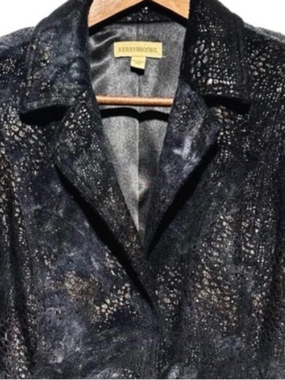 KERRYBROOKE Textured Shimmer Blazer Metallic Velvet Goth Luxe Jacket